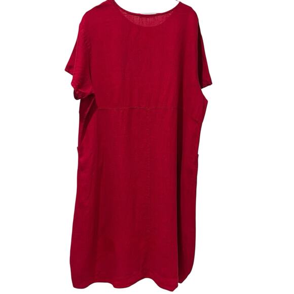 Bryn Walker Linen Marina High Low Dress Raspberry Pink Large Pockets - Picture 5 of 7